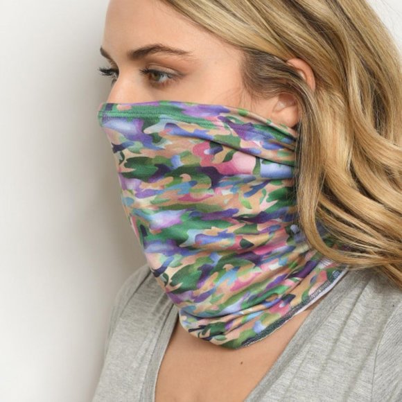 CAMO PRINT MULTI COLOR FACE MASK - Picture 3 of 10